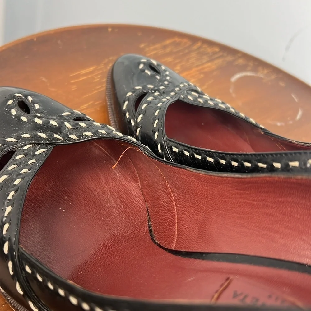 Bottega Veneta vintage patent exposed stitch designer pumps size 38.5